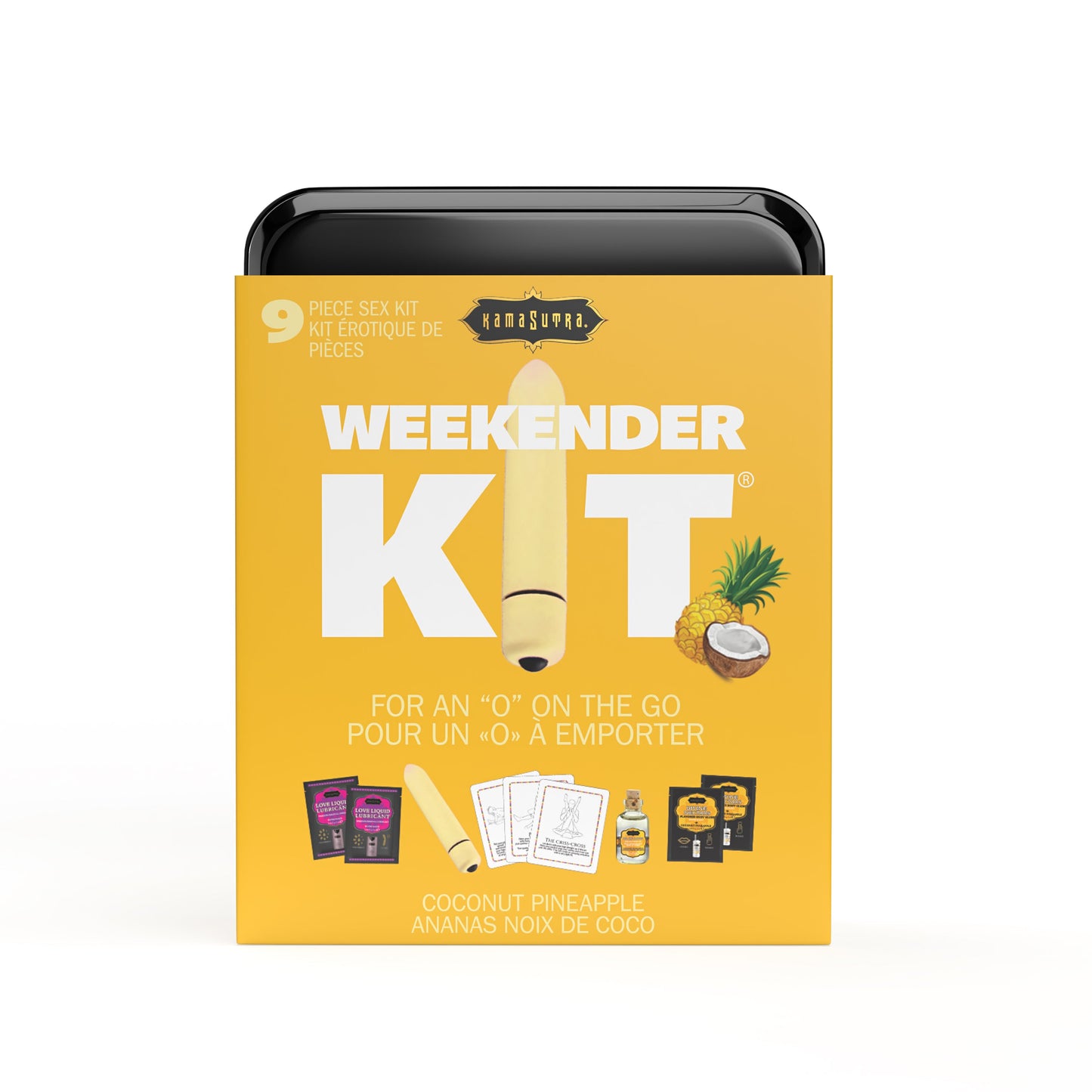 WEEKENDER KIT VIBE Coconut Pineapple Includes: Oil of Love, Reusable 10 speed mini vibe, Massage Oil, Love Liquid and Erotic Playcards